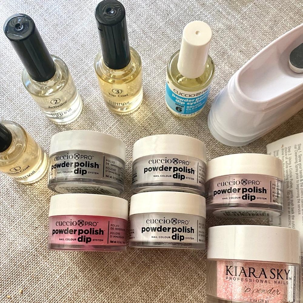 Lot of 6 Dip Powder Polish • 3 Dip Trays • Steps 1-3 Polishes • Kit Instructions